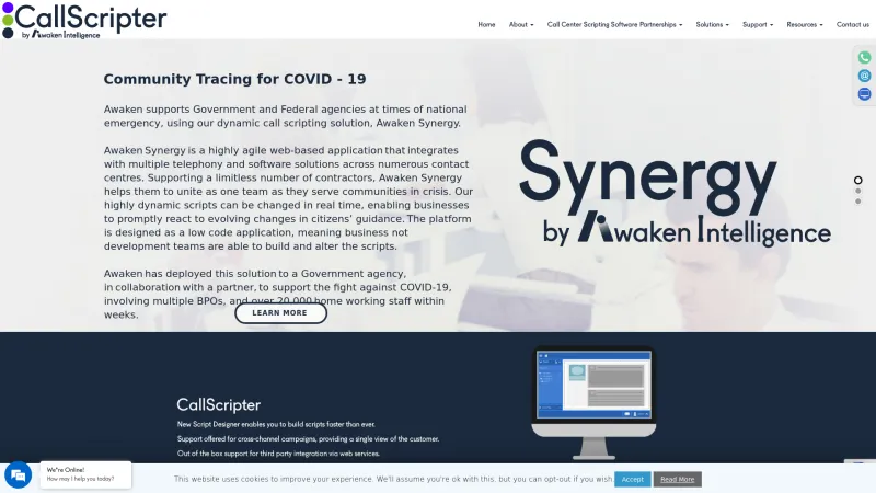 Homepage of CallScripter Synergy