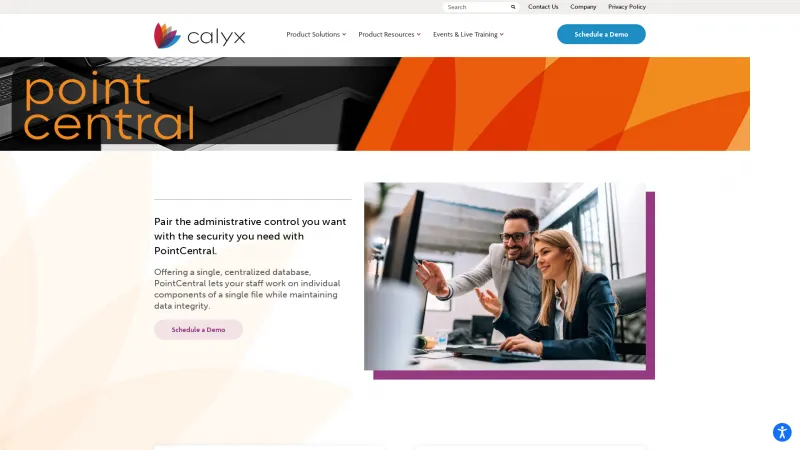 Homepage of Calyx PointCentral