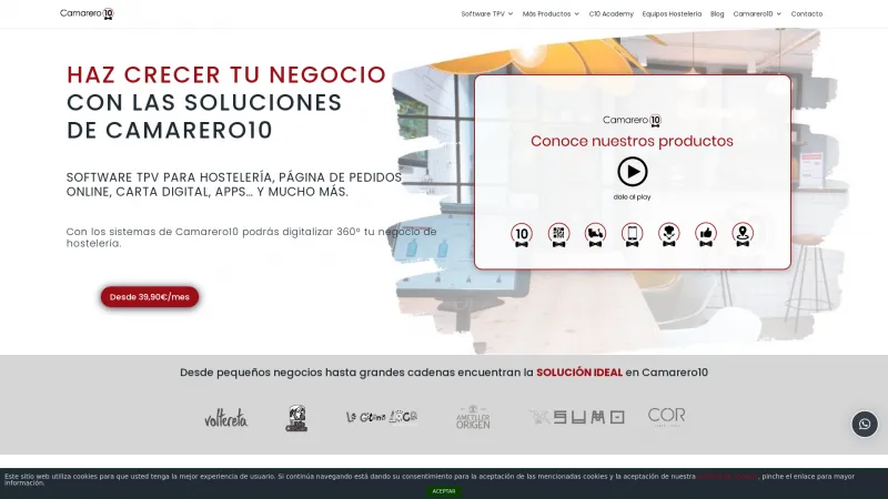 Homepage of Camarero 10