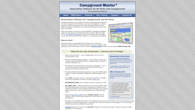 Homepage of Campground Master