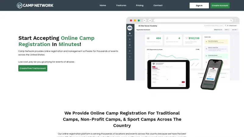 Homepage of Camp Network