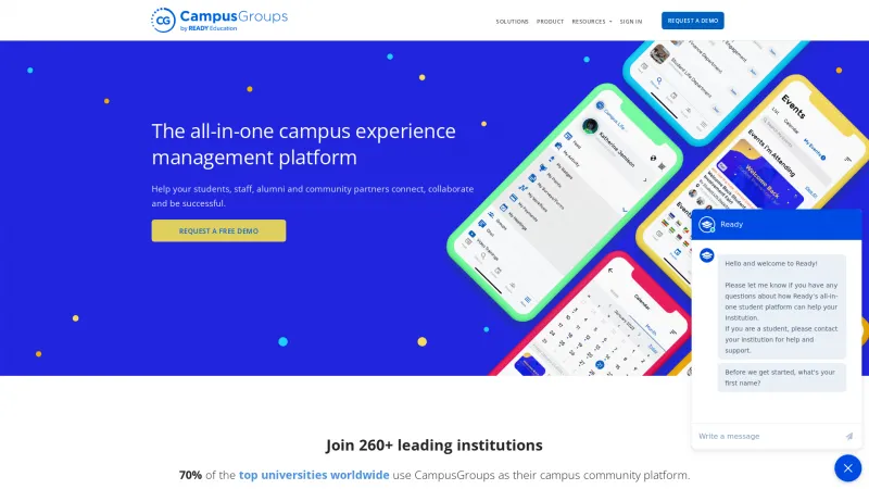 Homepage of CampusGroups