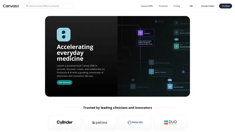 Homepage of Canvas Medical