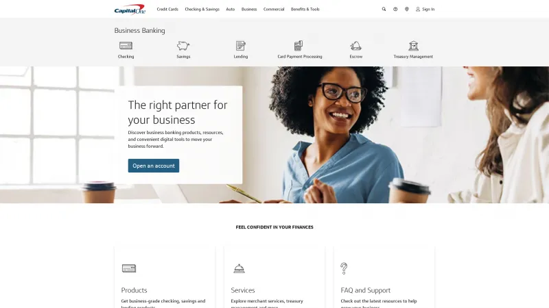 Homepage of Capital One Spark Business Banking