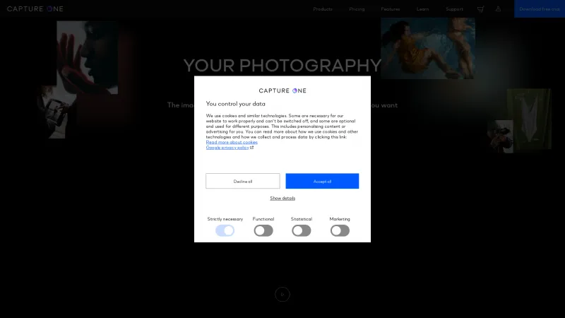 Homepage of Capture One