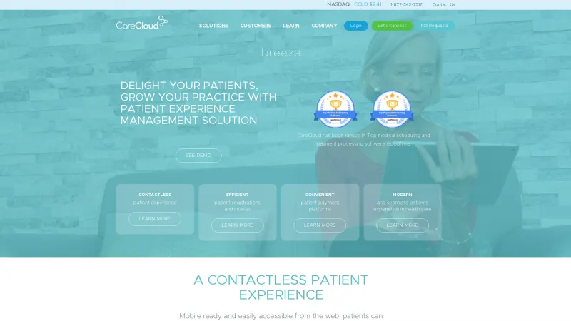 Homepage of CareCloud Breeze