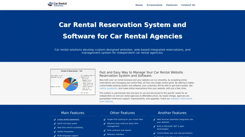 Homepage of Car Rental Reservation System