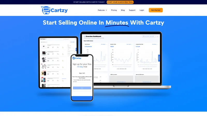 Homepage of Cartzy