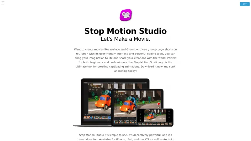 Homepage of Stop Motion Studio