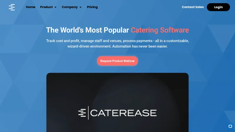 Homepage of Caterease