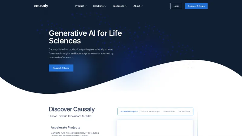 Homepage of Causaly