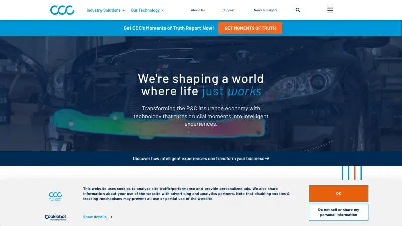 Homepage of CCC ONE Total Repair Platform