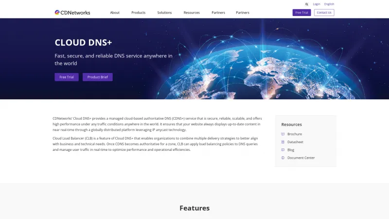 Homepage of CDNetworks Cloud DNS