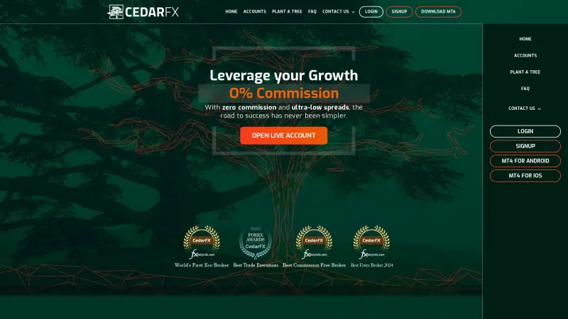 Homepage of CedarFX