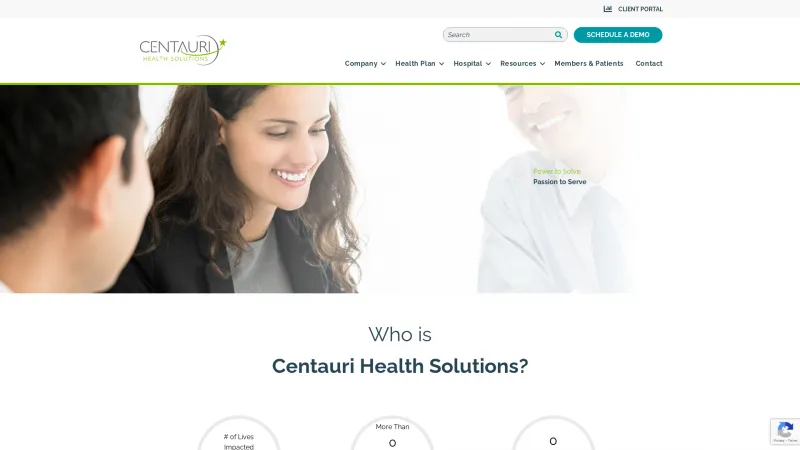 Homepage of Centauri Health Solutions