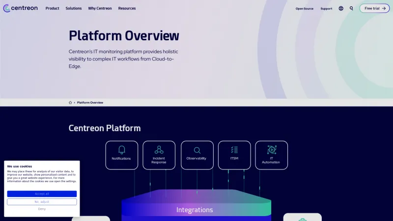 Homepage of Centreon