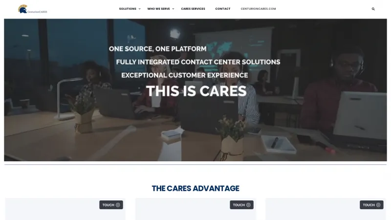 Homepage of CenturionCARES