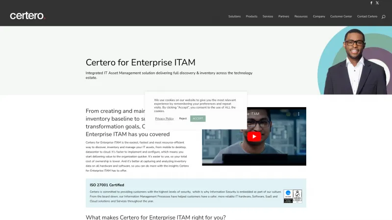 Homepage of Certero for Enterprise ITAM