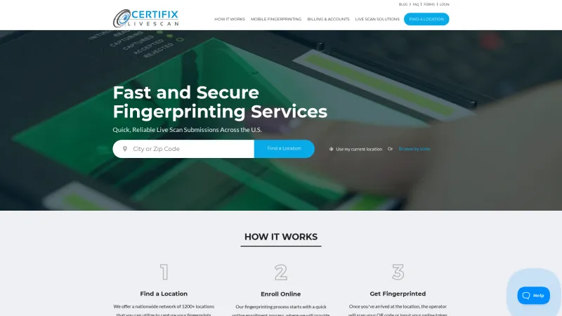 Homepage of Certifix Live Scan