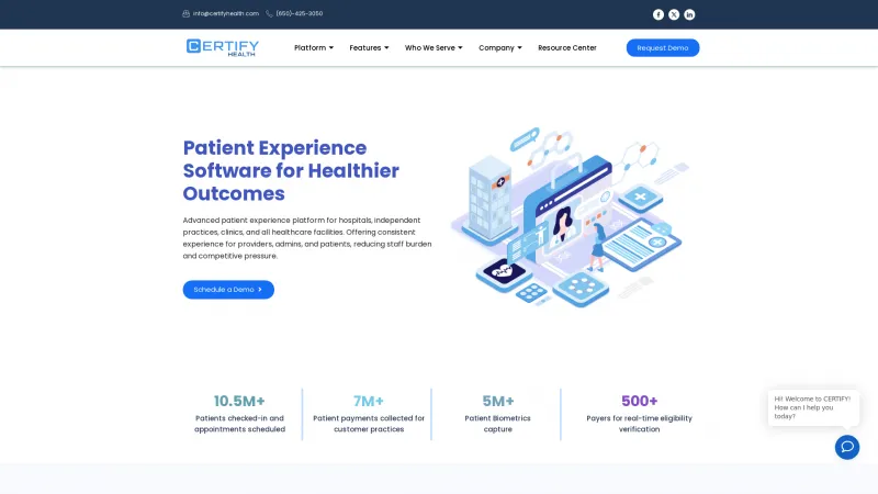 Homepage of CERTIFY Health