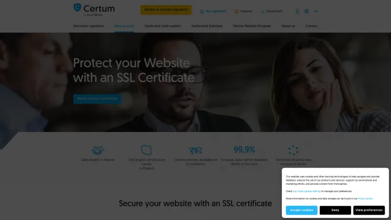 Homepage of Certum