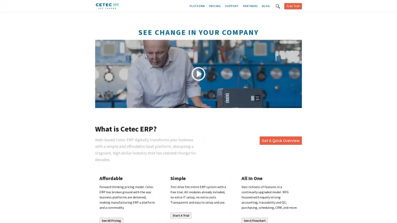 Homepage of Cetec ERP