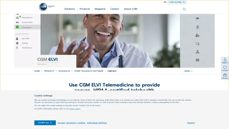 Homepage of CGM ELVI Telemedicine