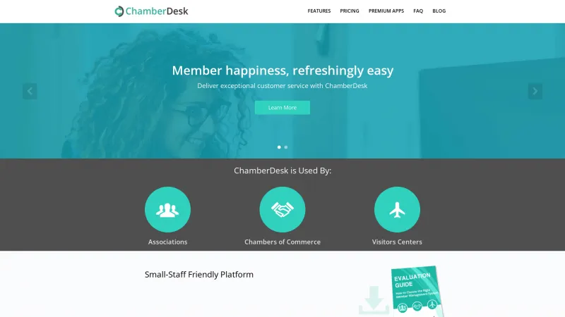 Homepage of ChamberDesk