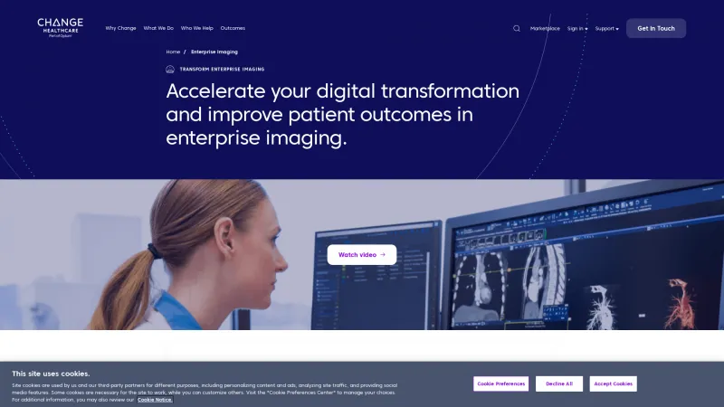 Homepage of Change Healthcare Stratus Imaging