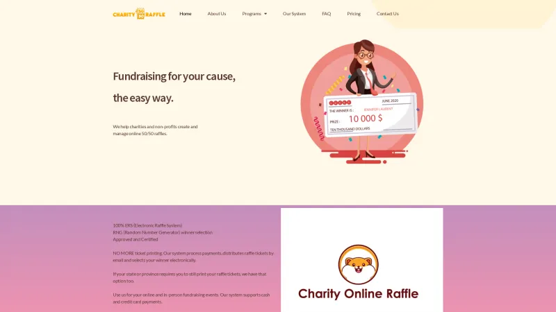 Homepage of Charity 5050 Raffle