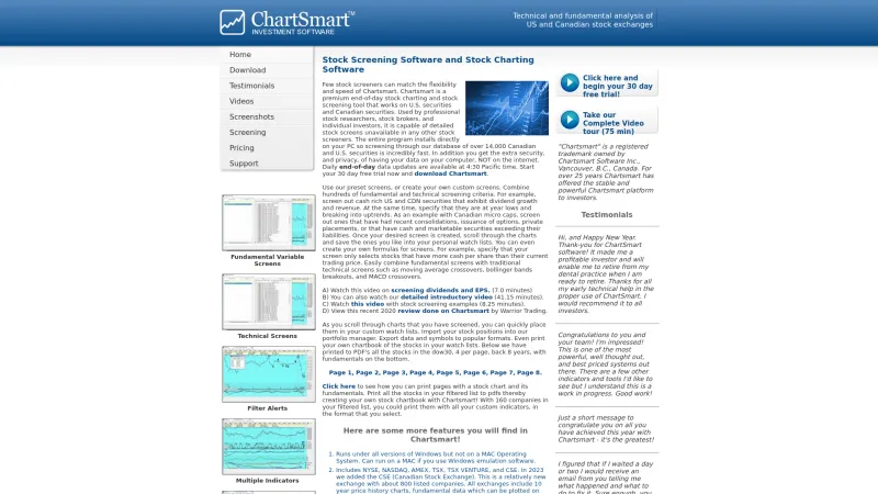 Homepage of Chartsmart