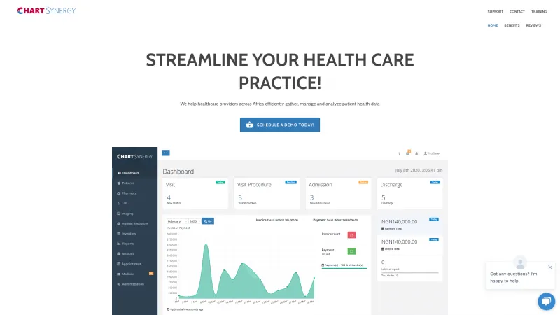 Homepage of Chart Synergy EHR