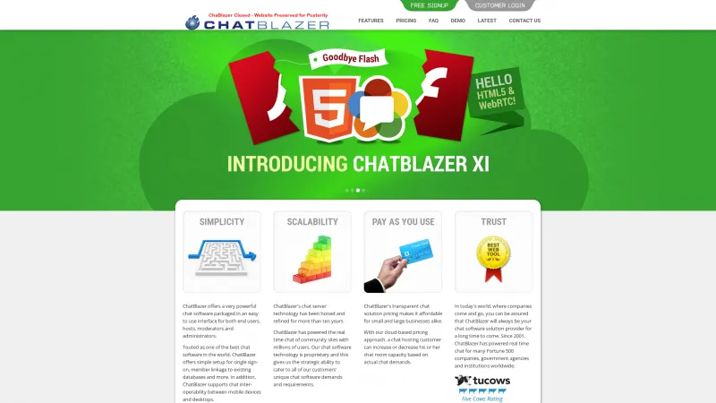 Homepage of ChatBlazer