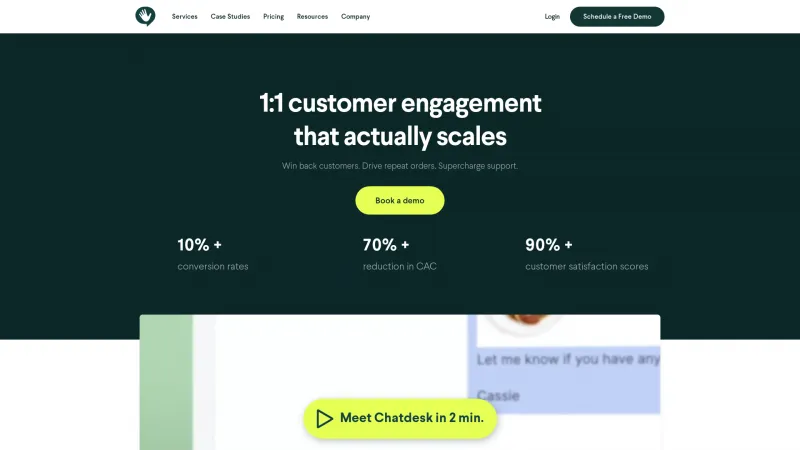 Homepage of Chatdesk