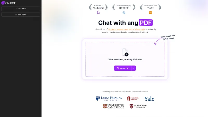 Homepage of ChatPDF