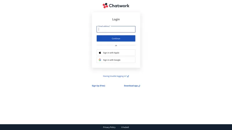 Homepage of Chatwork