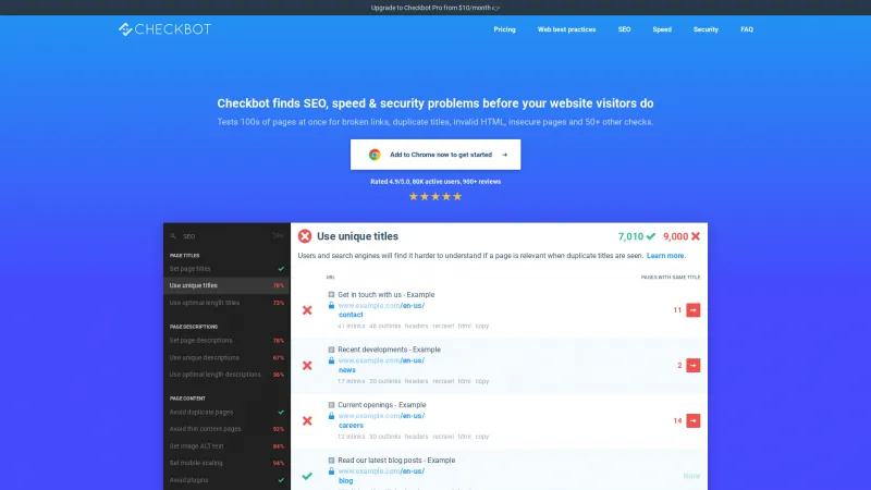 Homepage of Checkbot