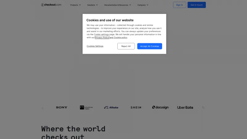 Homepage of Checkout.com