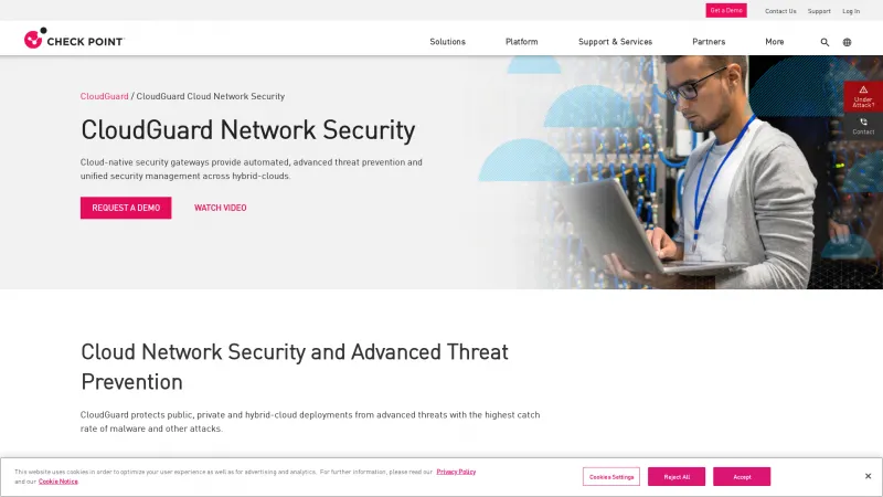 Homepage of CloudGuard Network Security