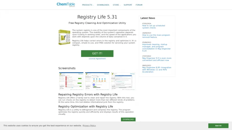 Homepage of Registry Life