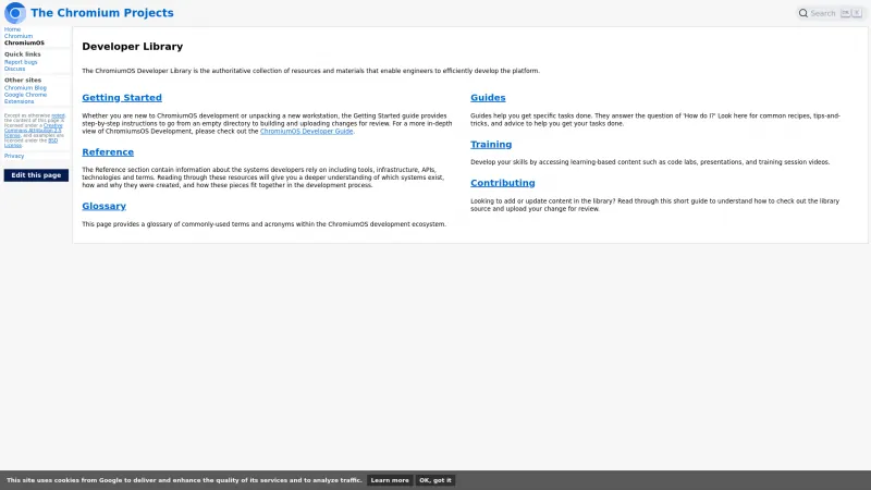 Homepage of Chromium OS