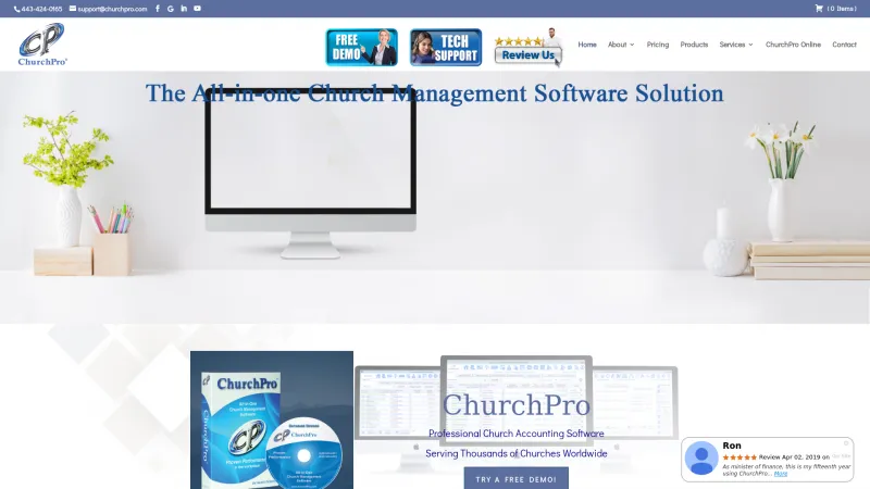 Homepage of ChurchPro