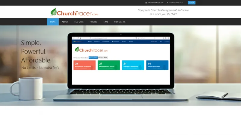 Homepage of ChurchTracer