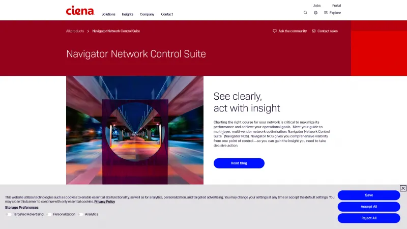 Homepage of Ciena Manage, Control and Plan (MCP)