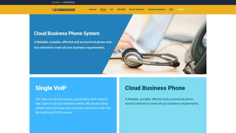 Homepage of CIK Telecom