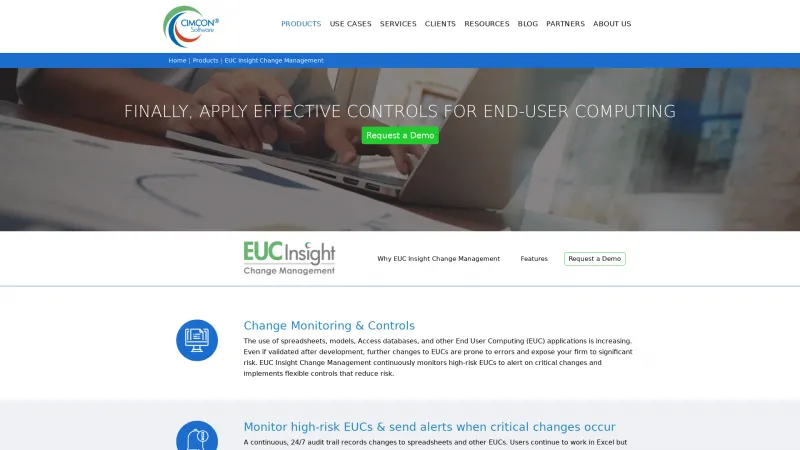 Homepage of CIMCON EUC Change Management