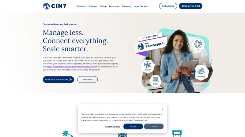 Homepage of Cin7 Inventory Management