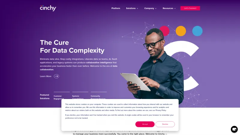 Homepage of Cinchy