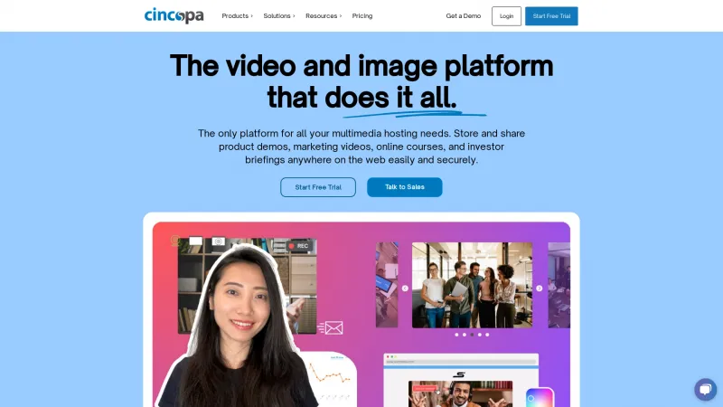 Homepage of Cincopa