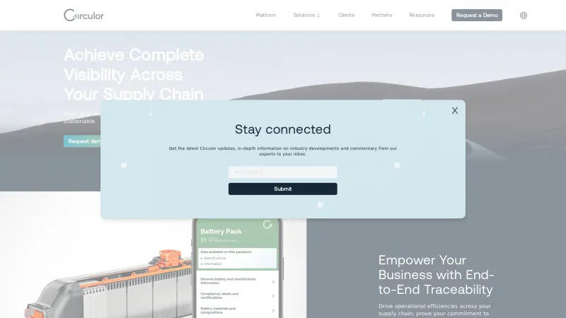 Homepage of Circulor